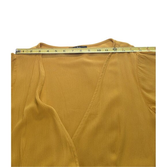 Lulus Harbor Point Mustard Yellow Flutter-Sleeve Mini Wrap Dress — Size M - Picture 6 of 12
